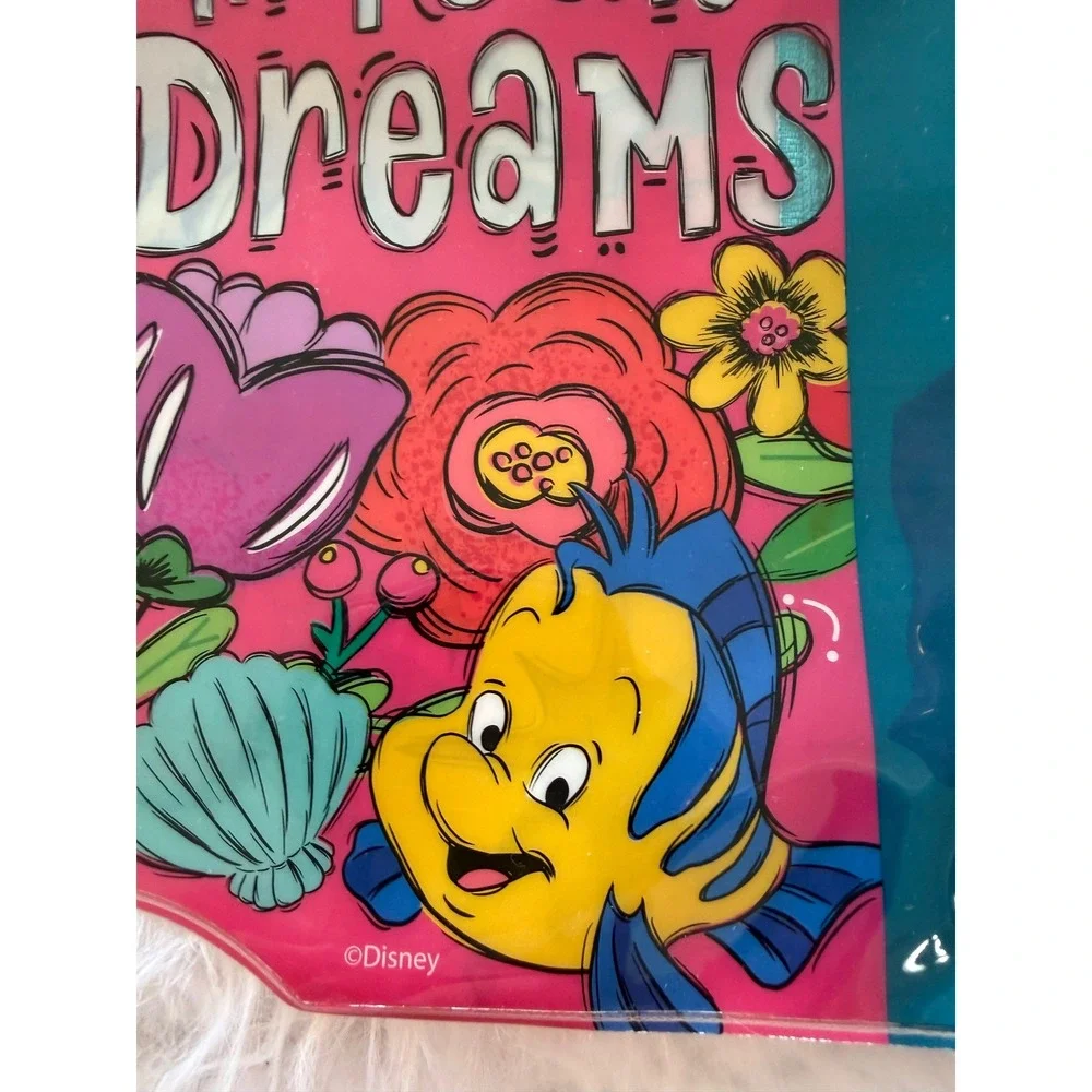 Disney Princess Pencil Pouch 3 Ring Binder Ariel Tiana Flounder Pink Teal NEW